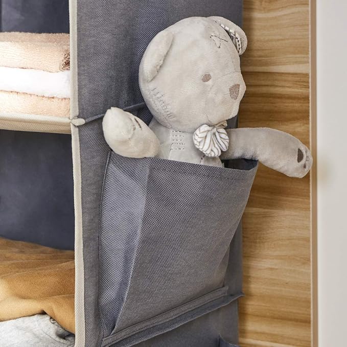 YOUDENOVA Hanging Closet Organizer and Storage for Clothes, 5-Shelf, Grey | Locker/RV/Camper Organizer, 2 Side Pockets, Hanging Shelves for Small Closet, Dorm Room Essentials for Guys, Non-woven Fabric