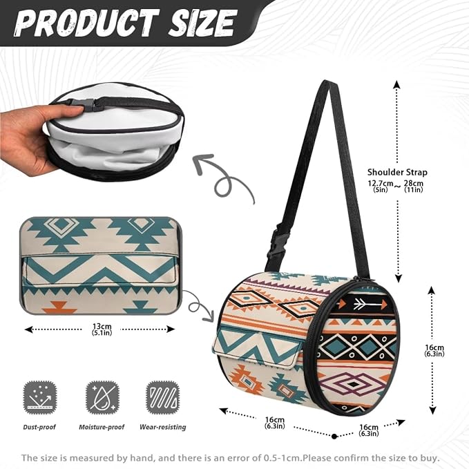 Ethnic Aztec Striped Wall Mounted Toilet Paper Holder Moisture Resistant Oxford Cloth Tissue Roll Paper Holder Hanging Bathroom Tissue Towel Roll Holder 6.3 * 6.3 * 6.3 Inch