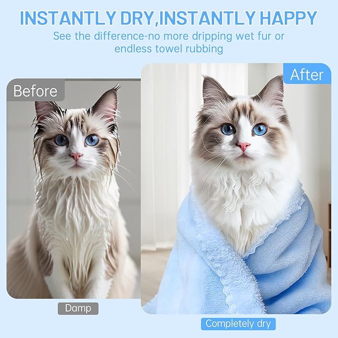 DuckSky 5Pcs Cat Towels Microfiber Pack Bulk, 29.5 x 13.77 inch Quick Drying Absorbent Pet Puppy Towels for Pet Kitten Grooming,Hair Drying Small Puppy Dog,Bathing Shower for pet Hair Dryer Box