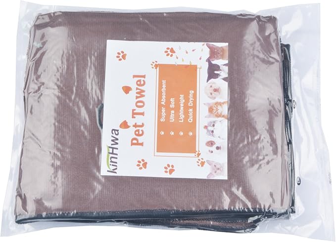 KinHwa Dog Towel Super Absorbent Pet Bath Towel Microfiber Dog Drying Towel for Small, Medium, Large Dogs and Cats 30inch x 50inch Brown