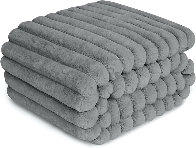 Waterproof Pet Blanket for Large Dogs & Cats - Reversible Calming Plush, Washable Furniture Cover for Couch, Bed, Car Seat, Blocks Leaks, Stains & Pet Fur (Grey, 50"x60")
