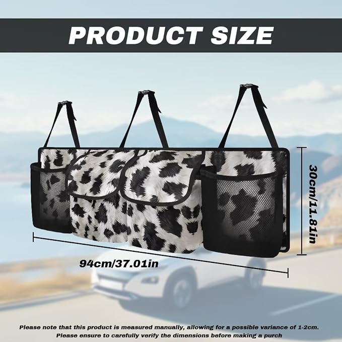 Cow Print Car Trunk Organizer Boho Car Accessories Quick-Dry Hanging Backseat Bag, High-Capacity Truck Sedan SUV Trunk Organizer
