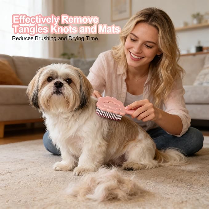 Cloud Shape Small Dog Grooming Brush - Perfect for Shih Tzus, Yorkies, and Maltipoos - Ideal Puppy Hair Brushes for Maltese and Small Breeds (Pink)