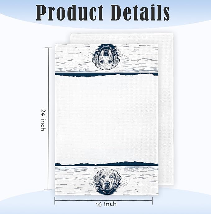 Lake House Decor Dish Towels,Funny Lake Dog Kitchen Towels Decorative,Lake House Gifts,Dog Lover Mom Gifts Hand Towels Drying Cloth for Kitchen Bathroom Decor,16x24 Inch