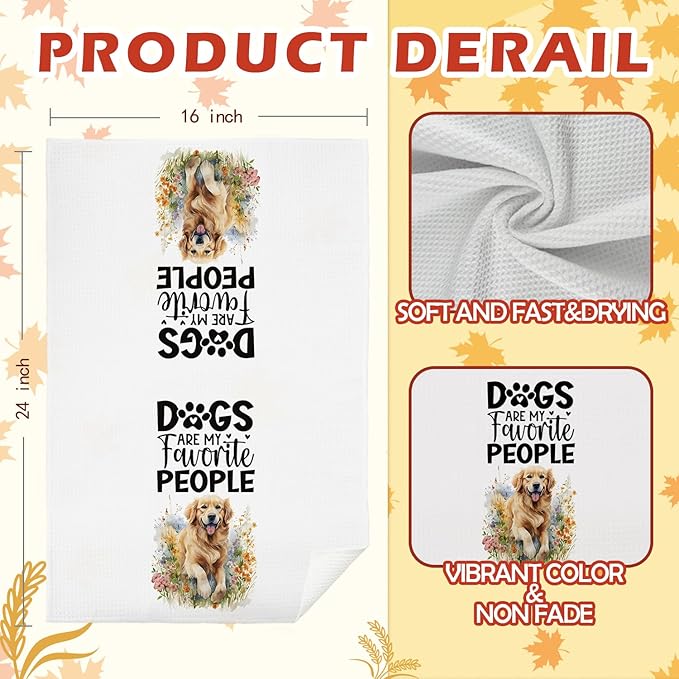 SPBL&L Golden Retriever Dog Kitchen Towels Set of 4, Golden Retriever Gifts for Women,Golden Retriever Decor Dish Towels for Kitchen, Golden Retriever Decorative Hand Towels for Bathroom, 16x24 Inches