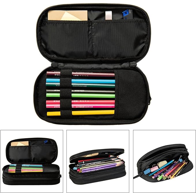 Steampunk Cat Pencil Pouch, Oxford Cloth Pen Case With Double Zipper Compartments, Portable Stationery Organizer For Office Supplies, Travel Accessories Makeup Items