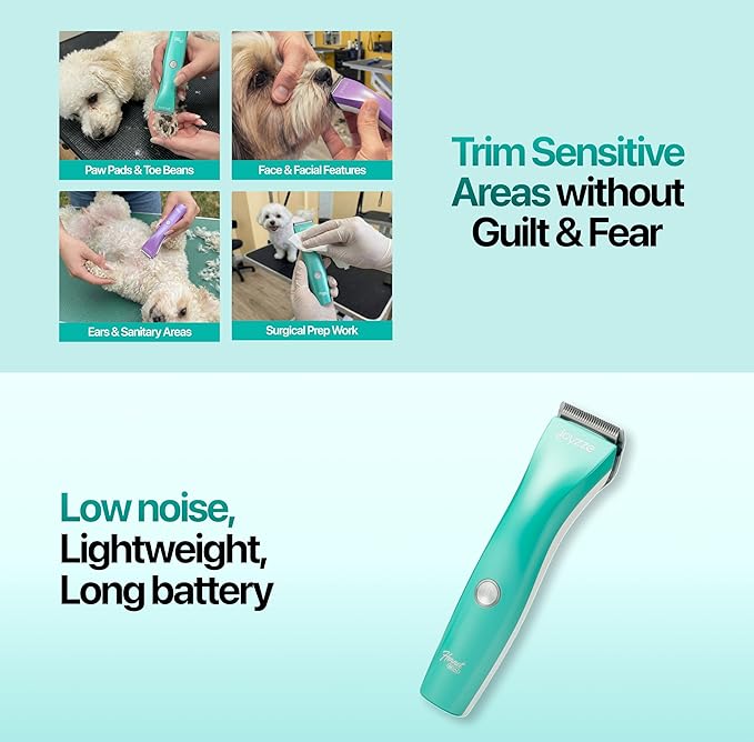 Hornet Mini Trimmer - Compact and Portable Pet Trimming Clippers for Grooming - Low Noise, Rechargeable Cordless Dog Hair Grooming Clippers - Teal