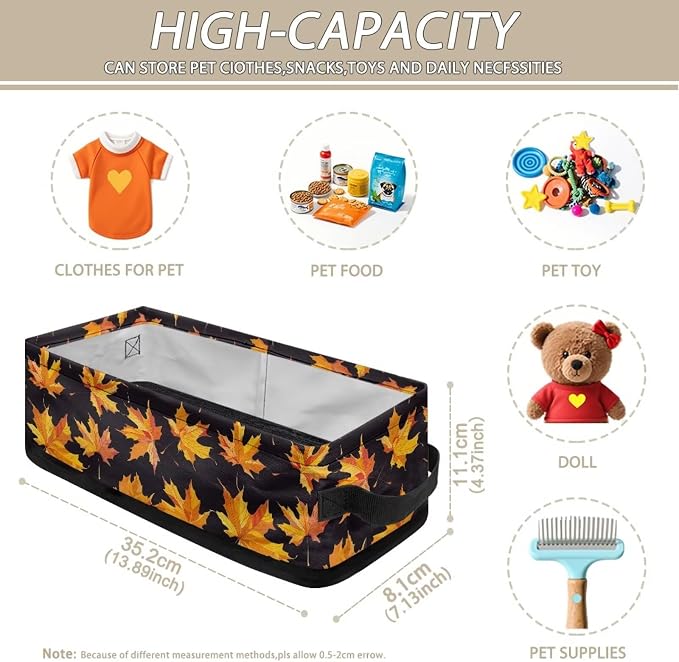 Thanksgiving Maple Leaf Toilet Paper Basket Bathroom Basket with Handle, Toilet Roll Storage Modern Organizer and Storage Container, Decorative Shelf Bin Bathroom Decor