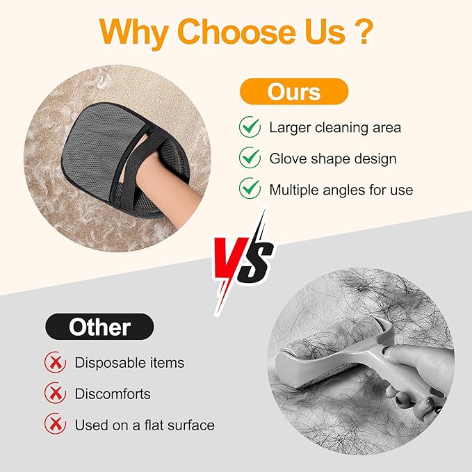 PurePath Pet Hair Removal Glove – Electrostatic Pet Hair Remover for Laundry, Couch, Carpet, Furniture & Pet Grooming – Reusable Cat Dog Hair Magic Brush Mitt – Grey (1 PCS)