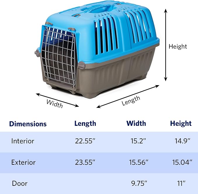 Midwest Homes Spree Travel Carrier 24-Inch Hard-Sided Dog & Cat | Hard-Sided Pet Carrier, Steel Door, Ventilated Design, Locking Tabs, Easy Assembly