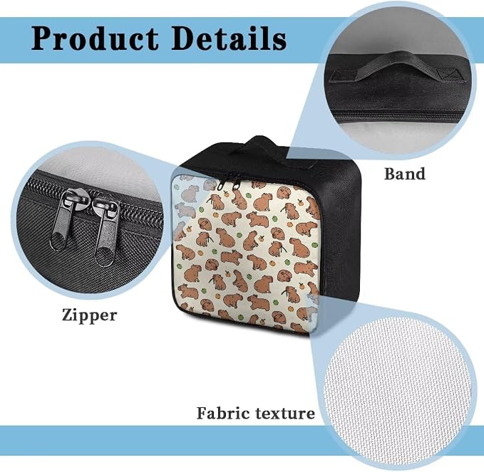 Empty First Aid Kit Capybara Theme Large Capacity First Responder Bag for Family Camping Trips and Car Safety Storage Includes Water-Resistant Lining Soft Interior Washable Exterior