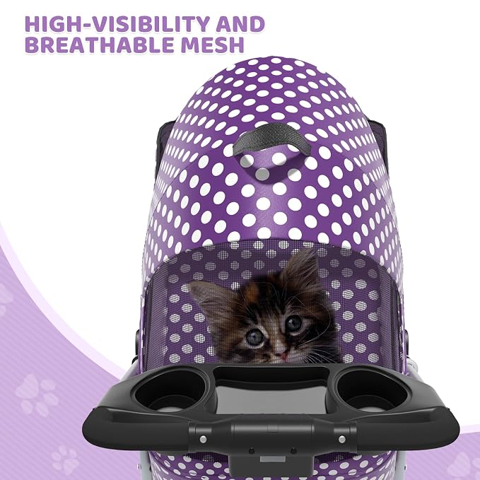Magshion 3-in-1 Foldable Pet Stroller for Small to Medium Dogs and Cats | Dog Travel Jogger with Detachable Carrier, Cup Holder & Storage Basket, For Small/Medium Dogs & Cats Up to 33 lbs
