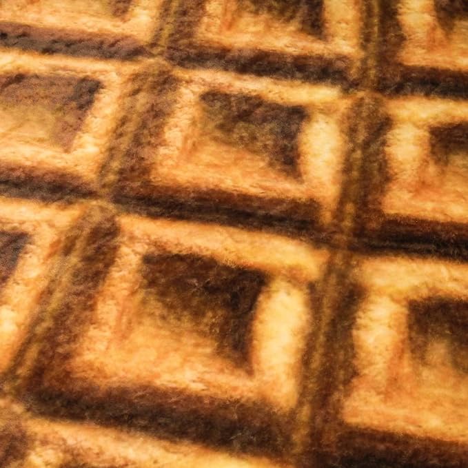 Bnuitland Waffle Funny Blanket, 300 GSM Double Sided Giant Funny Novelty Realistic Food Blanket with Pouch for Adults and Kids, Super Soft Flannel Throw
