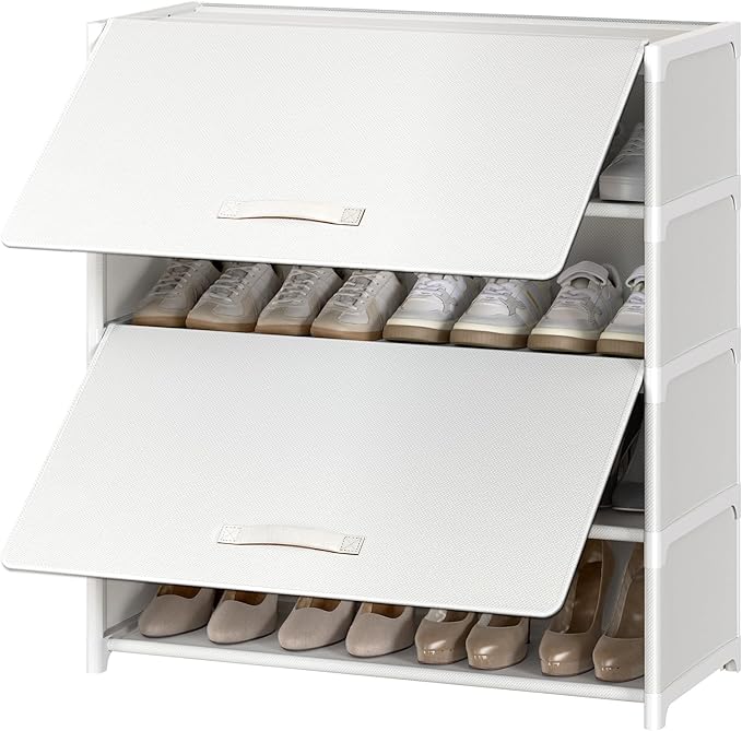 5 Tier Shoe Cabinet with Door, 20-Pair Storage, White | Ideal for Daily Family Use, Door Keeps Shoes Dust-Free, Stops Pets from Chewing, Simple Tool-Free Install