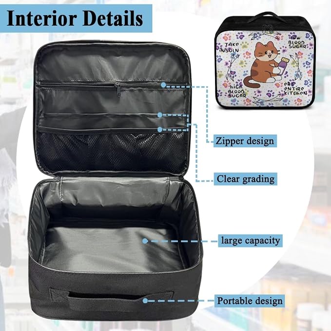 CugasmaruEmpty First Aid Bag Cartoon Cat Medical Bag Empty Large Capacity for Home Office and Travel Use Lightweight Washable Soft Fabric Organizational Pouch for Emergencies