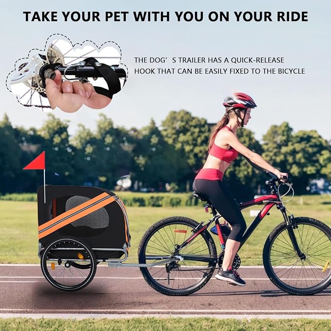 Large Dog Bike Trailer with 18.9" Wheels - 120LB Capacity Dog Trailer for Bike, Foldable Pet Bike Trailer for All-Terrain Cycling, Jogging & Camping