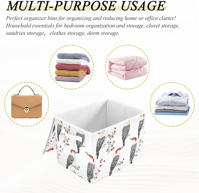 Beauty Red - Bellied Woodpecker Birds White Storage Box Containers For Storage for Bed Sheet Shelf