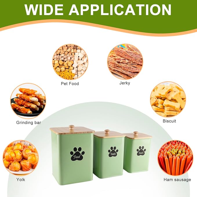 Dog Treat Container Airtight,Dog Treat Jar with Scoop,Dog Treat Organizer,Dog Treat Container For Countertop,Pet Treat Jar For Kitchen Counter with Airtight Bamboo Lids