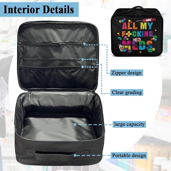 Empty First Aid Bag Black Medical Bag Empty Large Capacity for Home Office and Travel Use Lightweight Washable Soft Fabric Organizational Pouch for Emergencies