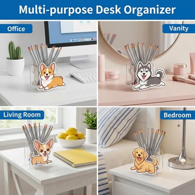 KIJ Custom Shaped Acrylic Pen Holder for Desk,Personalized Picture Pencil Cup Desk Organizer with Your Photo Custom Silhouette,Unique Office Supplies Desktop Stationery Makeup Brush Storage Holder