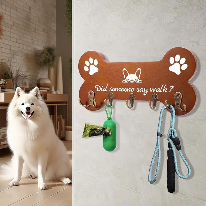 Dog Leash Holder forwall,Coat RackHooks, Mount Storage Organizer (Yellow 2)