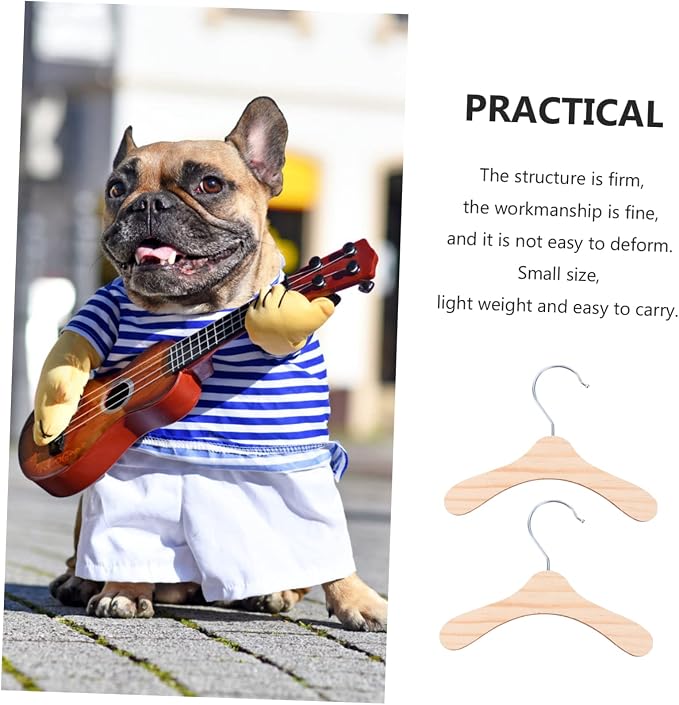 Unomor 10pcs Pet Clothes Hangers Wooden Dog Costume Rack Small Portable Organizer for Puppy Apparel and Coat Storage at Home