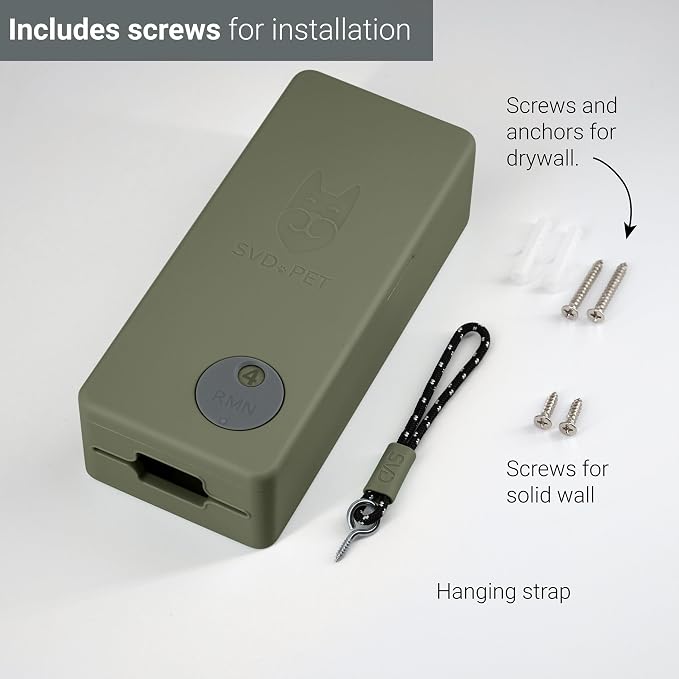 SVD.PET Dog Poop Bag Dispenser, Wall Mount Pet Waste Bag Dispenser Station | Weatherproof Outdoor or Indoor Bag Holder, Easy to Refill Magnetic Cover (Army Green, Dispenser only)