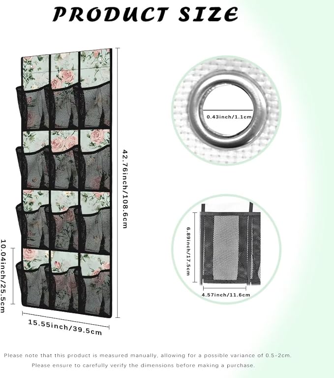 Hanging Storage Bags,Rose Shoe Organizer Door Hanger,Space Saver Hanging Shoe Storage Hanging Bag Waterproof Reusable