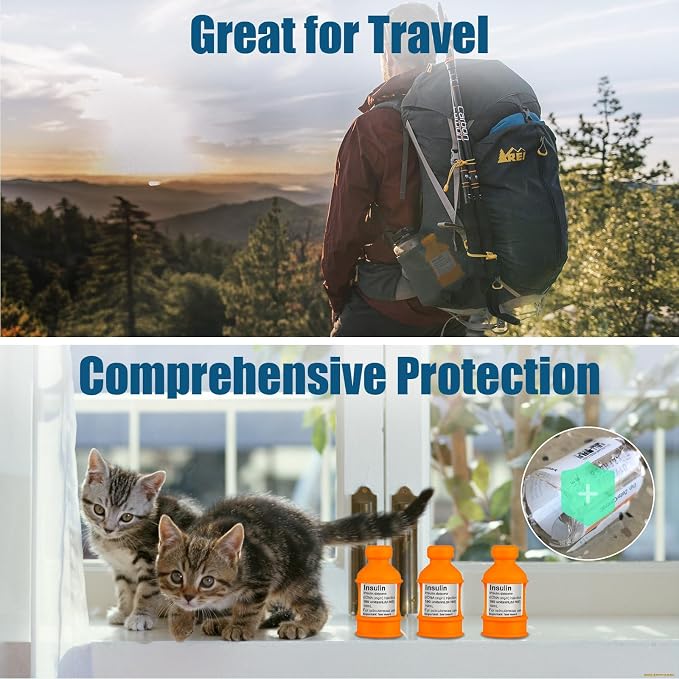 3 Pack Insulin Vial Bottle Protector Sleeve for Diabetic, Silicone Protective Case to Protect Insulin Vial from Breaking, Suitable for 10ml Short Insulin Vials (Orange)