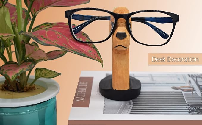 Handmade Labrador Retriever Shape Wood Carving Glasses Spectacle Holder Stand Sunglasses Display Rack Home Office Desk Décor Christmas Gift
