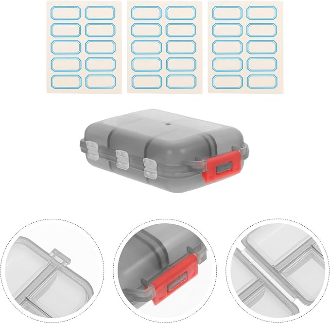 10-Compartment Portable Pill Organizer with 30 Sticker Labels, Small Travel Pill Case and Medication Storage, Compact Pocket Container for Purse Use