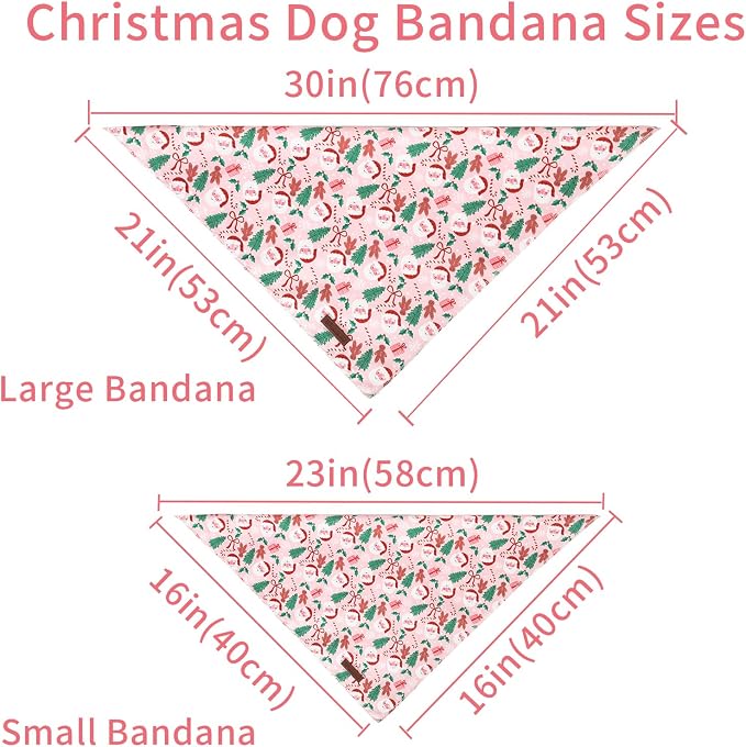 Christmas Dog Bandana–Christmas Red & Green Plaid Triangle Scarf for Small Medium Large Dogs, Soft Cotton Pet Bib for Winter & New Year, Adjustable Dog Kerchief