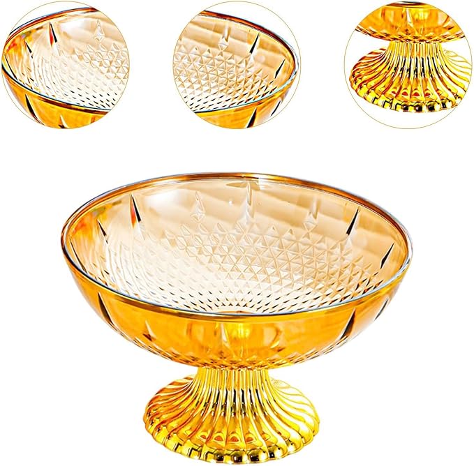 Decorative Pedestal Bowl Dessert Display Snack Tray Footed Fruit Bowl for Dining Table Kitchen Counter Home, B Brown