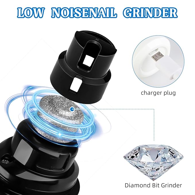 Upgraded Quiet Dog Nail Grinder - 2-Speed Rechargeable Pet Nail Trimmer with 2 Grinding Heads, Painless Grooming Tool for Small Medium Large Dogs & Cats