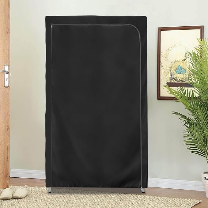 Rileytee Garment Rack Cover,600D Heavy Duty Waterproof Clothing Rack Cover,Clothes Rack Cover with Zipper for Metal Garment Rack(Black,46"W x 18"D x 80"H,Cover Only)