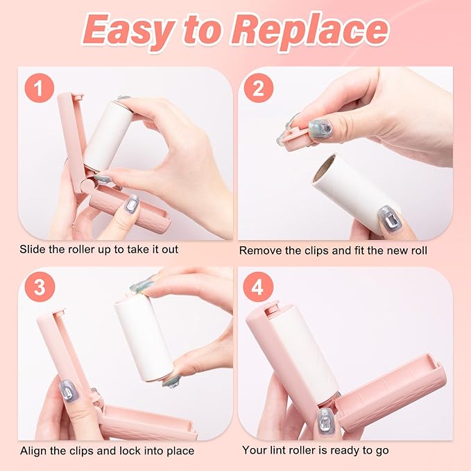 16 Pack Travel Mini Lint Roller with 360 Sheets, Portable Lint Remover with 4 Handles & 12 Refills, Reusable Pet Hair Remover for Clothes with Cover, Easy to Clean for Luggage Use