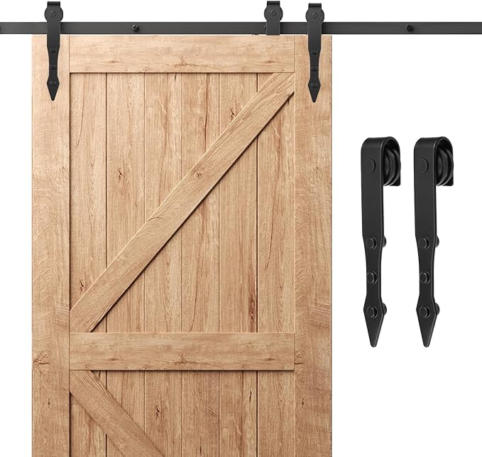 Mini Cabinet Sliding Barn Door Hardware Kit, J-Shape, 4 Pcs | Heavy Duty & Rust-Proof Carbon Steel, for TV Stand, Cupboards, Storage Cabinets, Wardrobes
