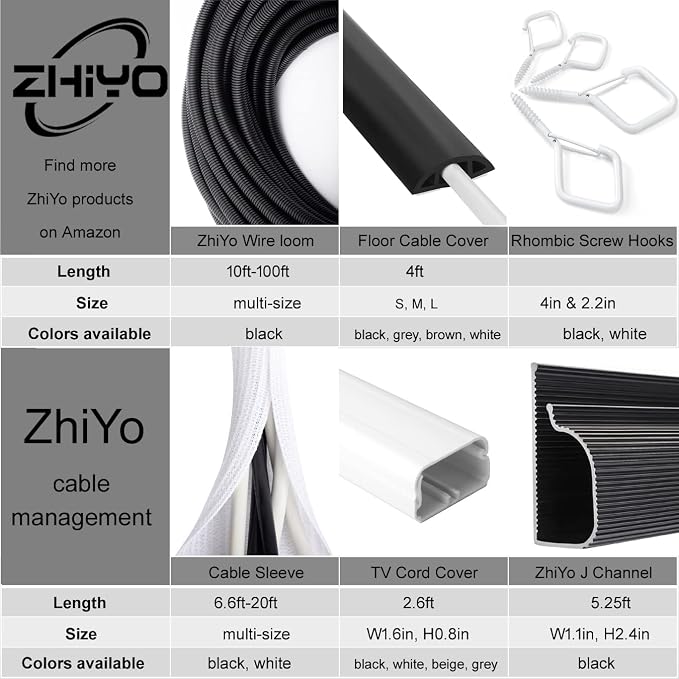 6.6ft - 4/5 inch White Cable Sleeve, Cable Organizer for Desk PC TV Computer, Wire Protector Cable Wrap Cover, Cord Management for Home Office | Cable Organizer, Cord Management, For Desk PC TV Computer Home Office