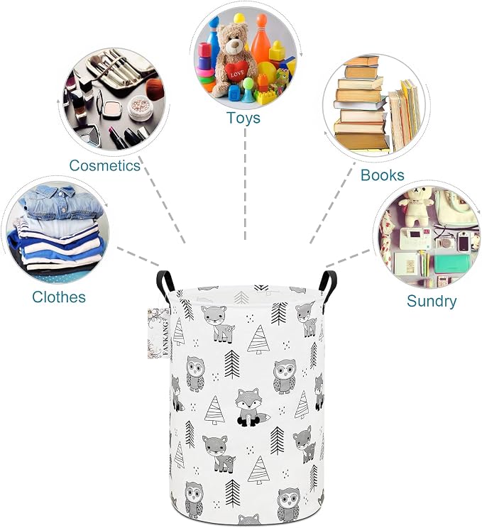Storage Bin Foldable Nursery Organizer Basket Owl Animal | Foldable with Waterproof PE Coating Organizer Bin for Kids Boys and Girls,Office,Bedroom,Clothes