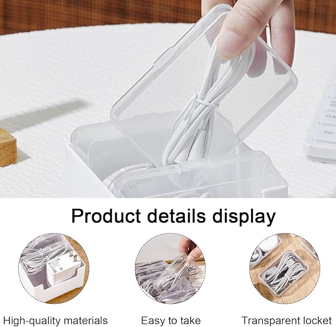 11 Case Cable Storage Box with Cable Straps and Label Stickers, Cord Organizer for Charging Cables, USB Wires, Earphones – Travel Cable Holder for Desk Drawer Organization (11 Cases + 11 Cable Straps)