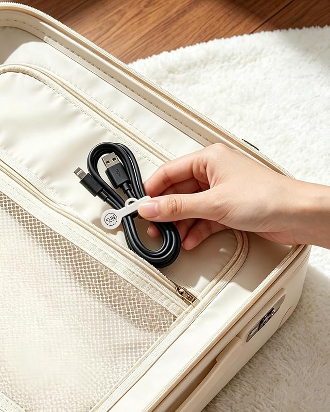 Magnetic Cord Organizer Cable Cord Organizer Magnet Clips Design Patented Silicone Twist Tie Strap Holder Cord Wrap Keepers Reusable Multi-Purpose Home Office School Gifts 10 Pack White