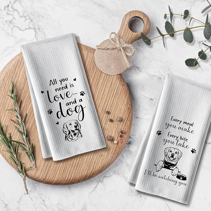 Kitchen Towels - Funny Dishcloth, Polyester Bar Drying Hand Cloth, Bathroom Decorations, High Absorbent Tea Towel - Dog Lover, Owner, Mom Hostess Housewarming Gifts