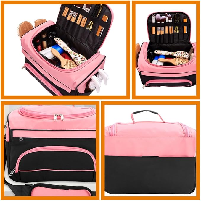 Sturdy Barber Suitcase Hair Tools Travel Bag with Dividers, Oxford Cloth and Metal Construction, Long-Lasting Hairdresser Organizer for Outdoor and Travel Use