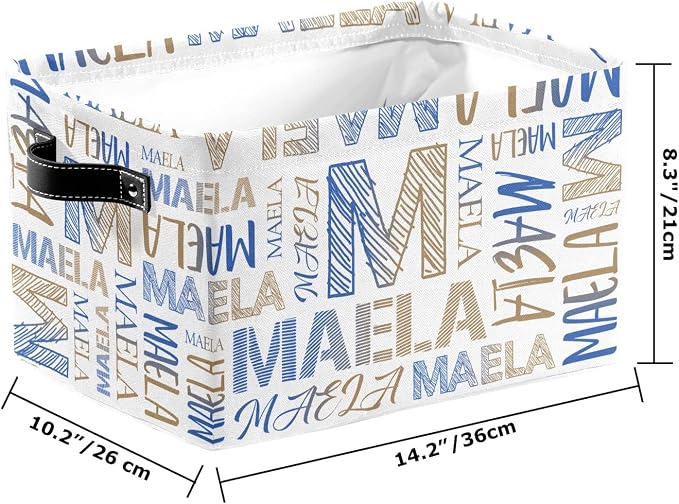 Foldable Personalized Storage Box for Boys Girls with Name Waterproof Kids Custom Storage Bin Baskets Cube Boxes Organizer with Handles for Organizing Shelf Closet, 1 Pack