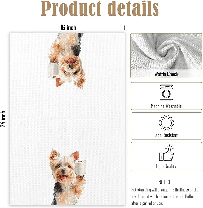 Yorkie Gifts Bathroom Towels, Yorkshire Terrier Decor, Yorkshire Terrier Dog Hand Towel for Bathroom, Yorkie Dog Gifts for Women
