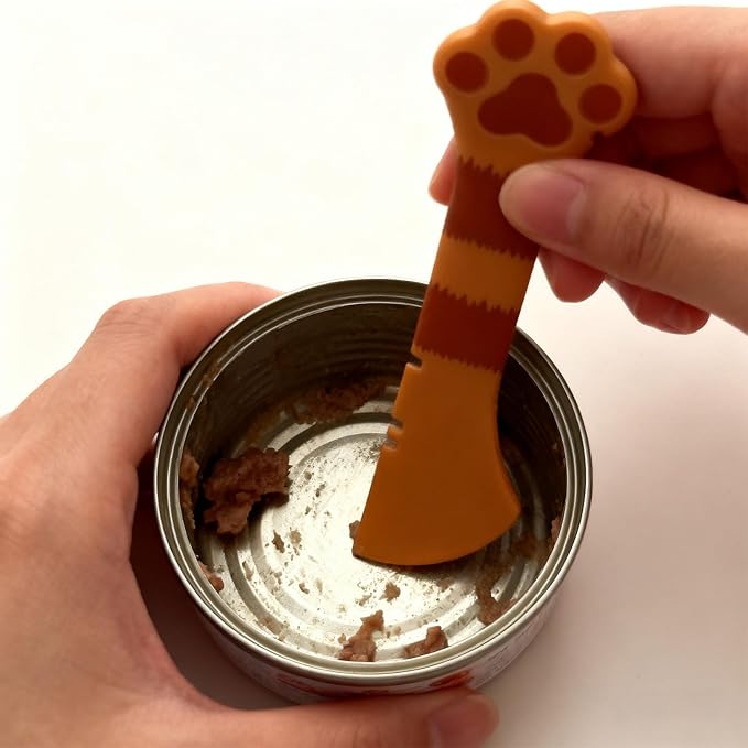Cat Spoons for Wet Food Pet Can Lid Cover | Silicone Multi-Function Cute Paw Shape Opener Spatula Cat Food Spoon Cat Food Can Lid (Mixing colors)