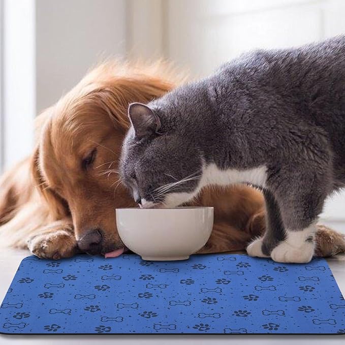 Dog Food Mats,Cat Absorbent Water Bowl Feeding Mats Pet Placemats for Food and Water Spot 24 * 32 inch