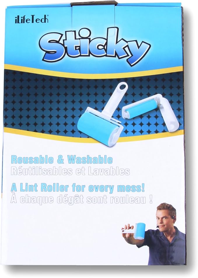 Reusable Lint Roller for Pet Hair, Washable Lint Remover for Clothes and Furniture, Portable Sticky Roller with Eco-Friendly Silicone/Gel Technology, Travel Size Included