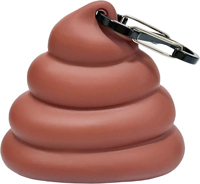 Dog Poop Bag Dispenser for Dog Leash, Poop Shape Sturdy Holder | Cute and Unique Design, Portable for Dog Walking, Comes With 1 Roll 15 Waste Bags