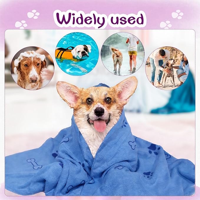 30 Pcs Dog Towels for Drying Dogs Bulk 20 x 40 Inch Quick Drying Pet Bath Towels Colorful Pet Grooming Towel Absorbent Microfiber Towel for Small Medium Large Dog Puppy Cat (Blue)